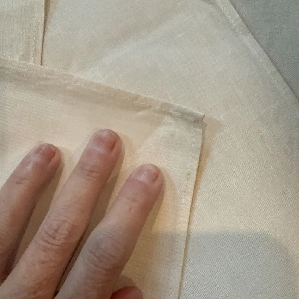 Vintage Linen Applique Floral Napkins Set of 12 Hand Stitched